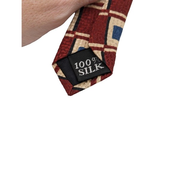 Meeting Street Men's Neck Tie 100% Silk Geometric Abstract Print Multicolor Red - Picture 4 of 6